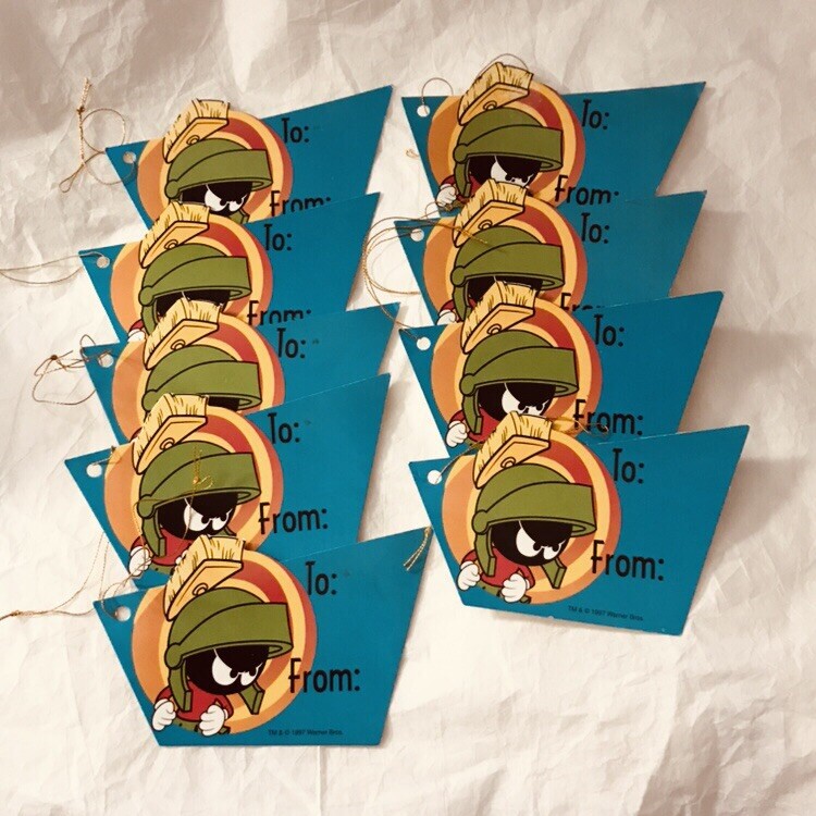 Looney Tunes Gift Tags Birthday Warner Bros Vtg 1997 Bugs Daffy Marvin Martian