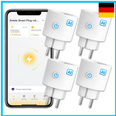 ANTELA WLAN Steckdose AI Strommessung 16A 3680W Google Home Alexa