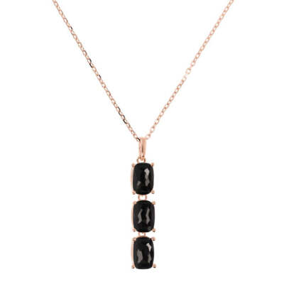 BRONZALLURE BRONZALLURE VARIEGATA BLACK ONYX PENDANT NECKLACE 47CM