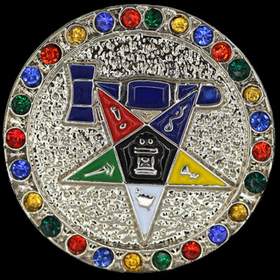 Past Matron Single Snap Button With Crystals - Eastern Star