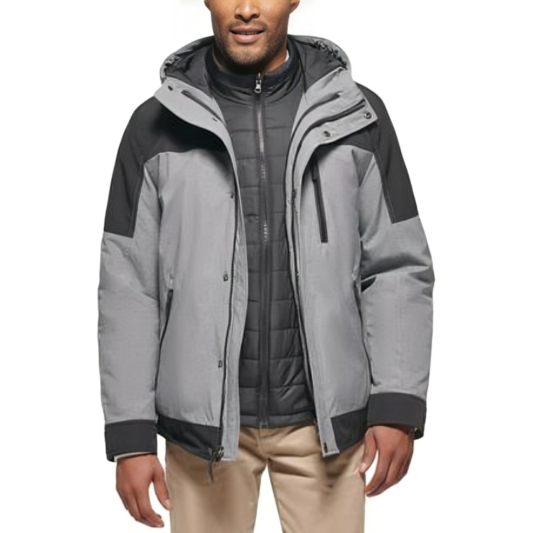 Club Room 3-in-1 Hooded Jacket Men's S Black/Gray Heather Snap Zip Closure L/S - Picture 1 of 19