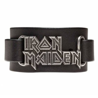 Alchemy Gothic Iron Maiden Logo Unisex Leather Bracelet   Local Stock   Gothic