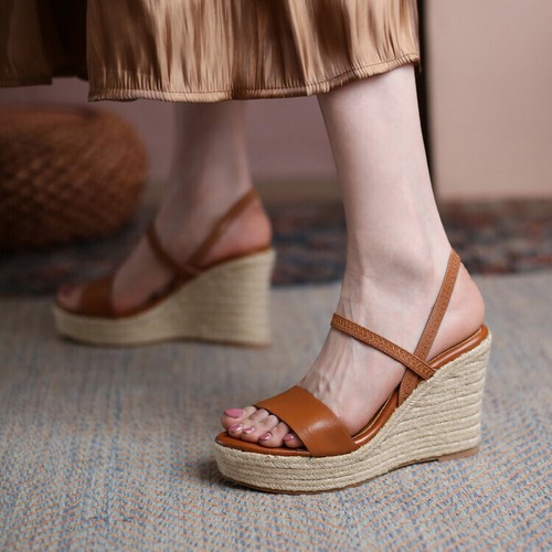 新品　箱あり　Cocotte wedge sole sandals 36サイズ Wide Toe Box Summer Hoolow Leather Wedge Sandals — Obiono
