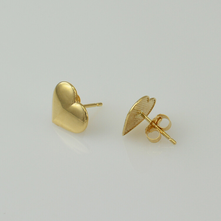 Pre-owned La Blingz 14k Yellow Gold Heart Stud Earrings