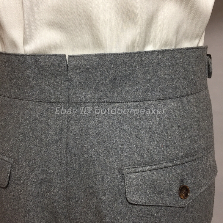Men Wool Blend Gurkha Pants Suit Pants Casual Straight High