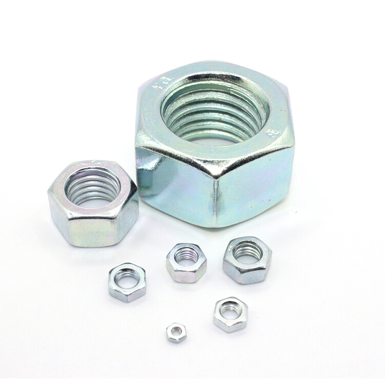 M10 HEX BRIGHT ZINC PLATED FULL NUT HEXAGON NUT  MILD STEEL BZP GRADE 8 DIN 934