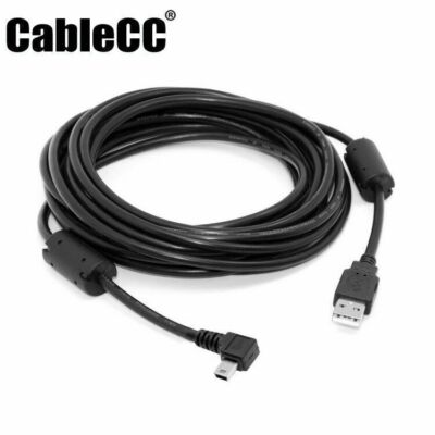 Cablecc Mini USB 5pin Male Right Angled 90 Degree to USB Male Data Cable 5m 16ft