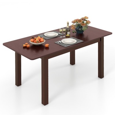 Extendable Foldable Kitchen Dining Table Rubber Wood Frame w/ Double Safety Lock