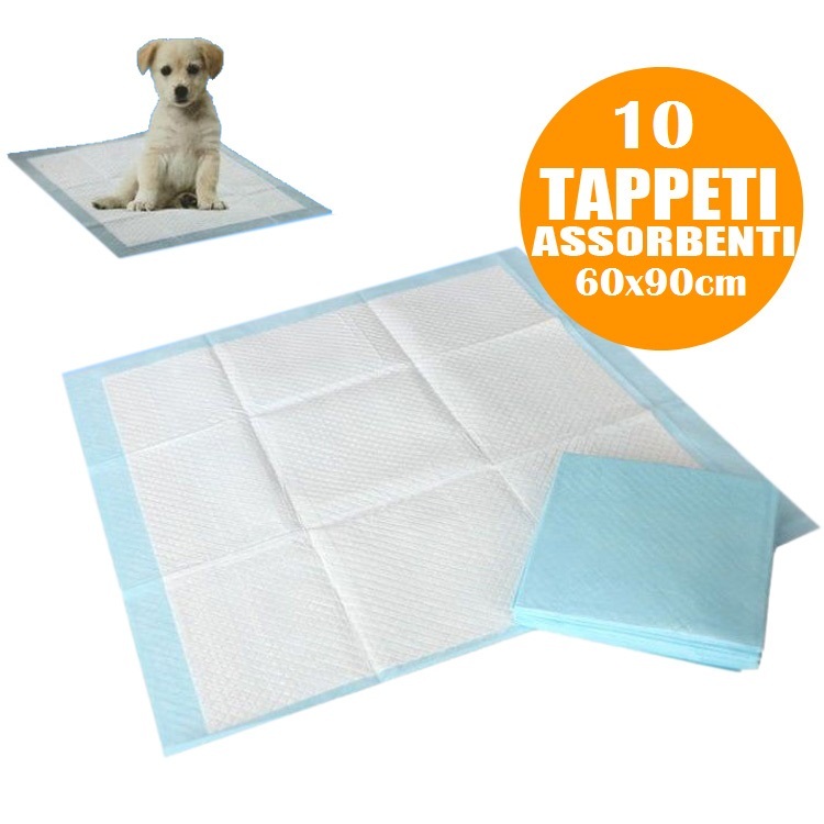 10 Tappetini Assorbenti Per Cani Gatti 60x90Cm Cuccioli Pannolini Odor Contr dfh
