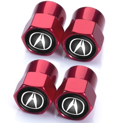4x  Red Universal Hex Tire Air Valve Cap For Cars, Trucks & SUVs - A