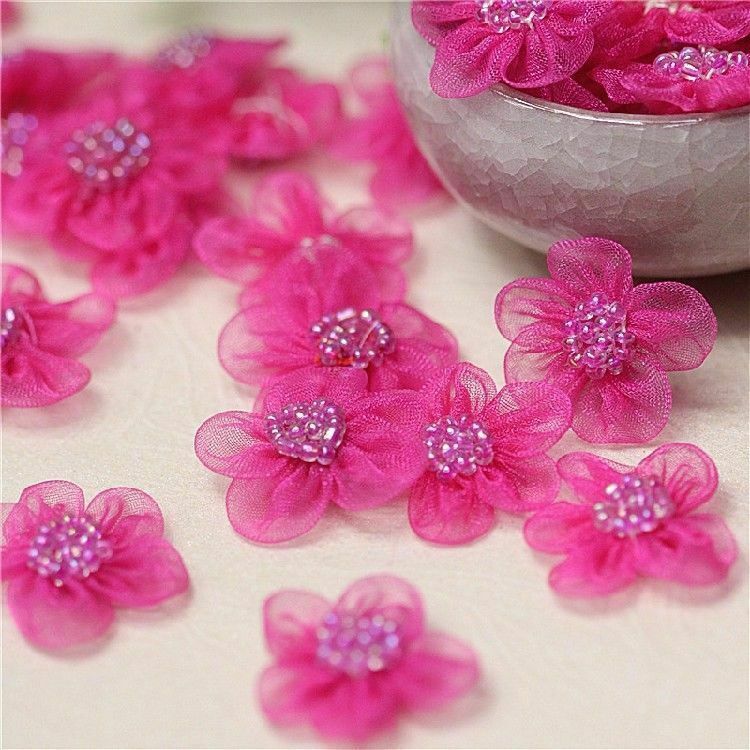 18 stk. 3D Blumen Spitze Applikation Tüll Perlenbesetzt Flicken Brosche Kleid