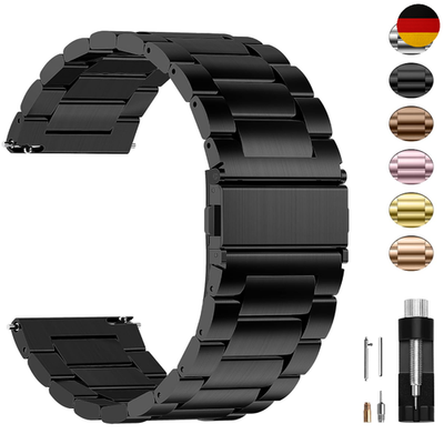 Fullmosa Edelstahl Uhrenarmband 20mm Schwarz Wechselarmband