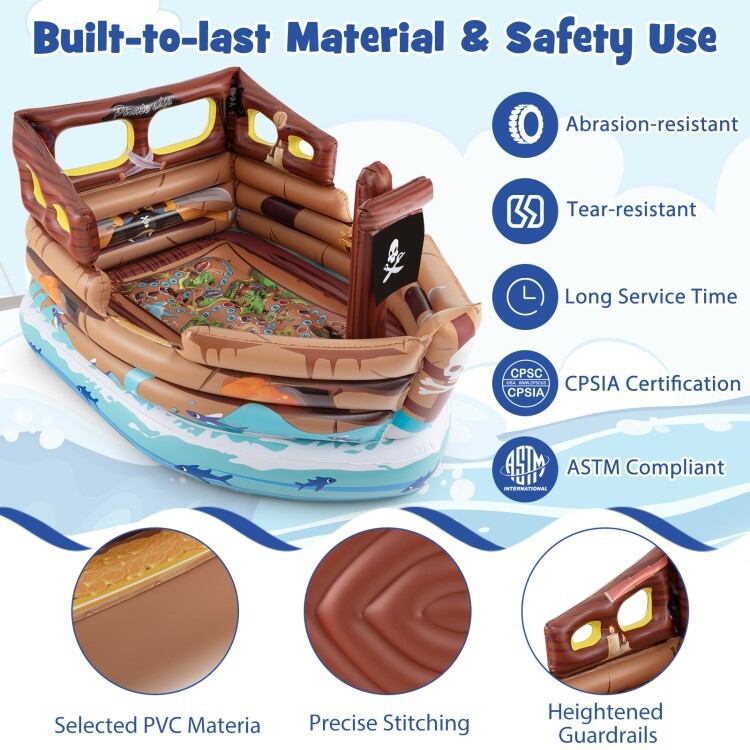 Kids Inflatable Pirate Ship Indoor Playhouse Gift Kids w/Inflatable Toy Sword