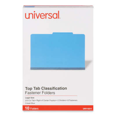 Universal 2/5 Cut Top Tab Classification Pressboard Fastener Folder Legal 6 Sect