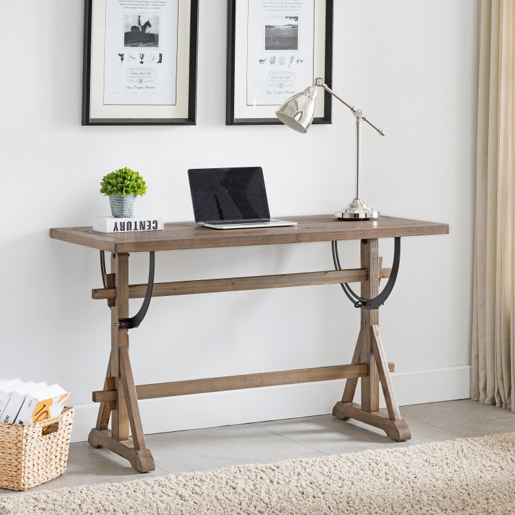 Wooden Tilt Top Dining Drafting Table Rectangular Kitchen Stand