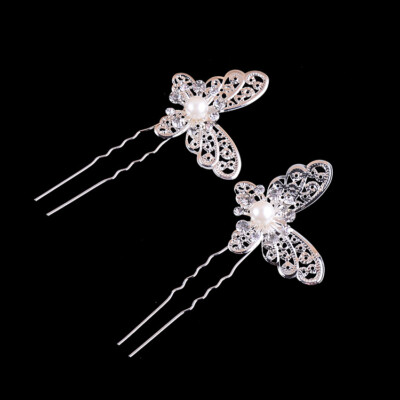 2X Bride Bridesmaid Wedding Party Butterfly Hair Pin Headband Hair Accessories