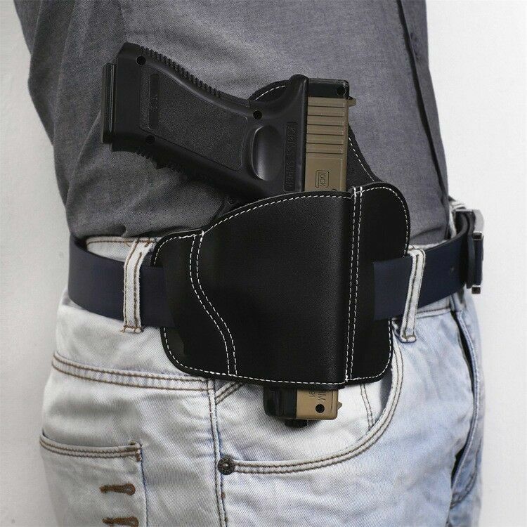 Tactical Universal Real Leather Right Hand OWB Pistol Holster Black Fit Glock eBay