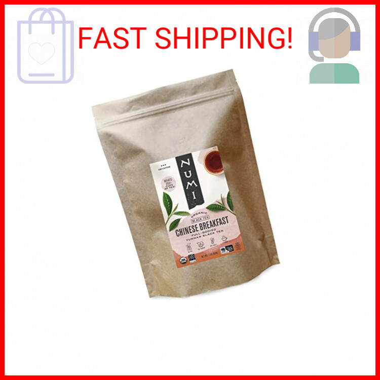 Numi Organic Chinese Breakfast Loose Leaf Tea, 16 Ounce Pouch, Yunnan Black Tea,