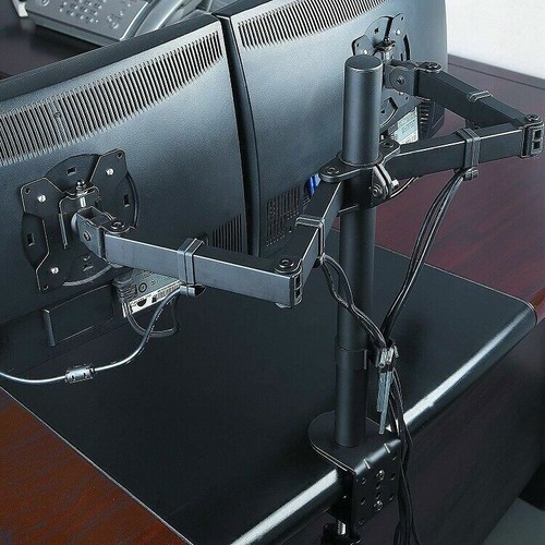 2024 Dual Monitor Vertical Desktop Mount Desk Stand TV 10”- 27” Fully Adjustable