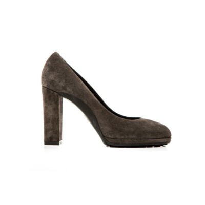 Tod's Women's Platform Pumps with Rubber Sole in Grey Suede Leather Size EU 36.5