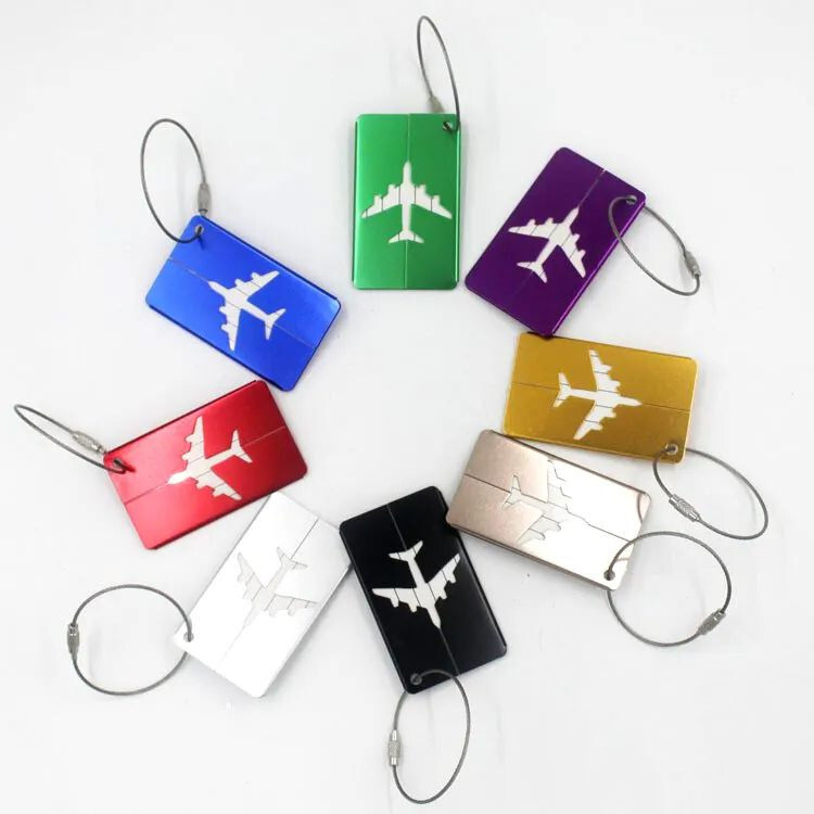 Set of 3 - Metal Luggage Tag AirPlane Travel Tags Suitcase L