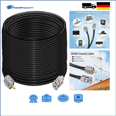 TUOLNK RG58 Koaxialkabel 20m UHF Stecker auf Buchse Schwarz