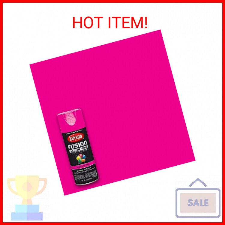 Krylon Fusion All-In-One Adhesive Spray Paint Indoor/Outdoor Use, 12 oz Hot Pink