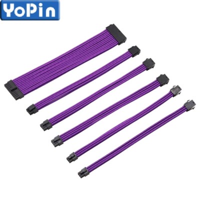 Braided ATX Sleeved Extension Cable for Power Supply 24Pin 6Pin 8Pin 4+4Pin Lot