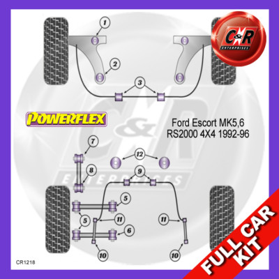 Powerflex Frnt Wishbone Bushes 47mm Kit For Ford Escort MK5, 6 RS2000 4X4 92-96