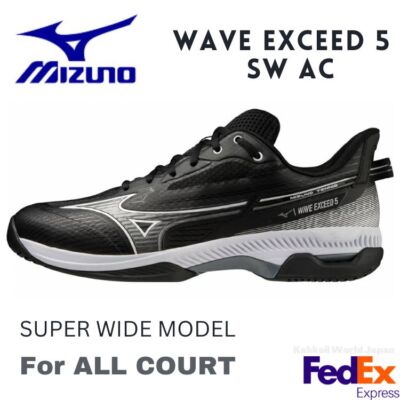 Mizuno Tennis shoes WAVE EXCEED 5 SW AC Black/White/Dark gray 61GA2316 09 4E NEW