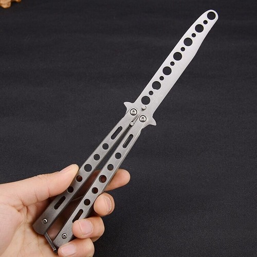  VORNNEX Practice Butterfly Knife Trainer,Full Stainless Steel  Unsharpened 100% Safe Dull Balisong Knives Trainer Butterfly Comb for  Training(Silver) : Sports & Outdoors