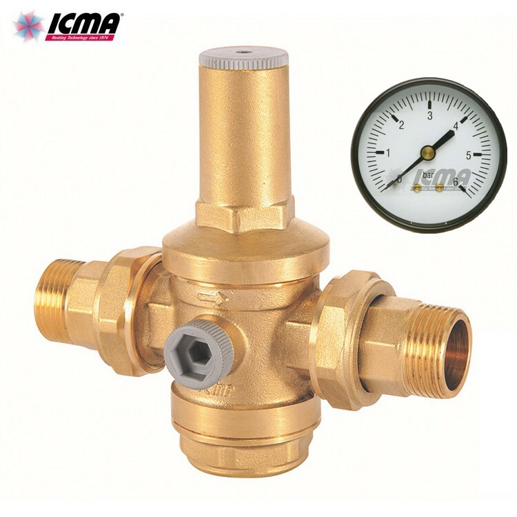 ICMA - RIDUTTORE DI PRESSIONE PER ACQUA Ø 1/2" - 3/4" - 1" - 1"1/4 CON MANOMETRO