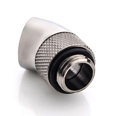 Bitspower G1/4'' Male to Female Extender Fitting, 45 Degree Rotary, Black Sparkle