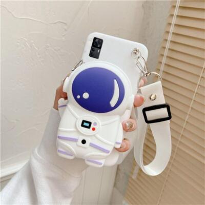 3D Cute Cartoon Astronaut Crossbody Wallet Silicone For Various Phone Case Cover