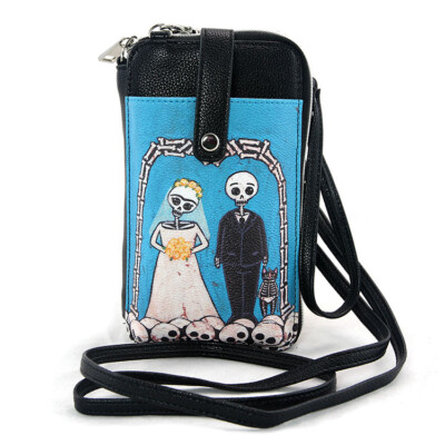 Til Death Handbag Phone Purse Womens Day Dead Gothic Goth Horror Crossbody Skull