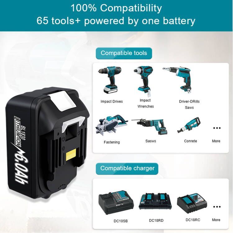 4-Pack For Makita 18V 6.0Ah LXT Lithium-Ion Tool Battery BL1830 BL1850 BL1860