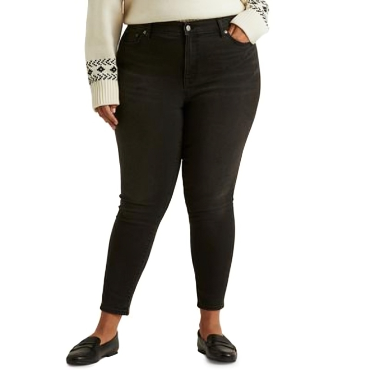 Lauren Ralph Lauren Plus-Size High-Rise Skinny Ankle Jeans Women's 20W Black - Picture 1 of 16