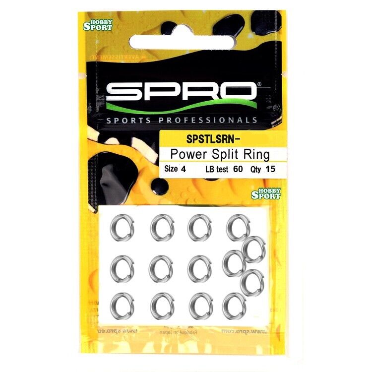 SPRO SPLIT RING SIZE  4  TEST  28 KG  - 60 LB PER SPINNING MARE - LAGO - FIUME