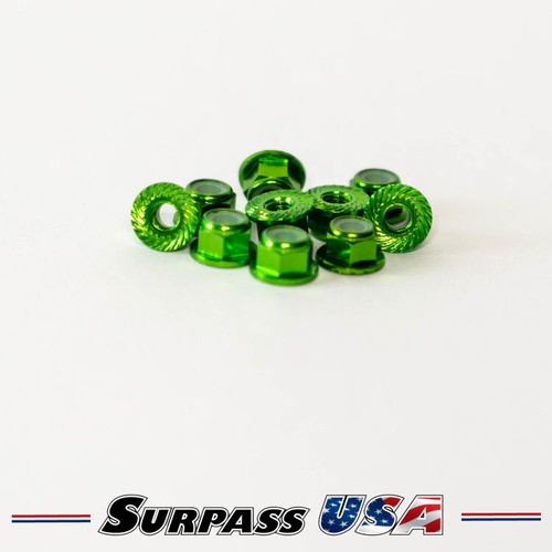 Surpass USA 4mm (M4) Serrated Flanged Aluminum Nylon Lock Nut (10pcs)