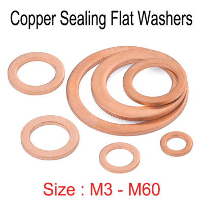 Copper Sealing Washers Gasket Rings Flat Seal Washer M3 M4 M5 M6 M8 M10- M60