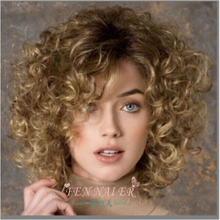Women S New Short Mix Blonde Fashion Wig Sexy Curly Natural Hair