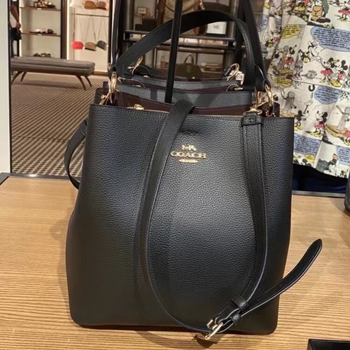 激安 COACH★Small Town Bucket Bag 1011 Coach Bright Jade Small Town Bucket Leather Bag Crossbody