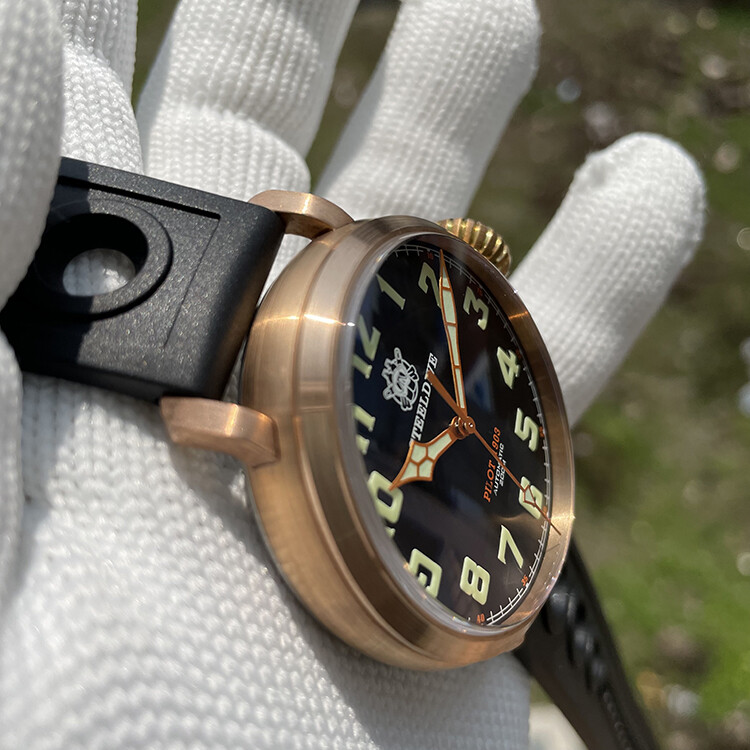 Pre-owned Steeldive 1903 Bronze Diver Watches Super Luminous Unique Crown 200m Pilot Watch