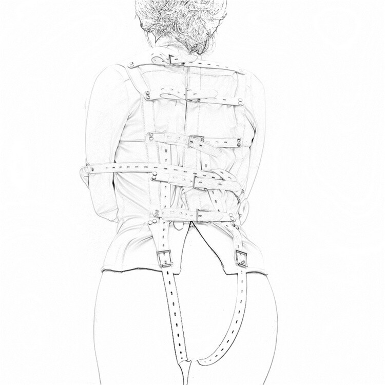 US Asylum Straitjacket Straight Jacket Costume Body Harness Armbinder Clubwear