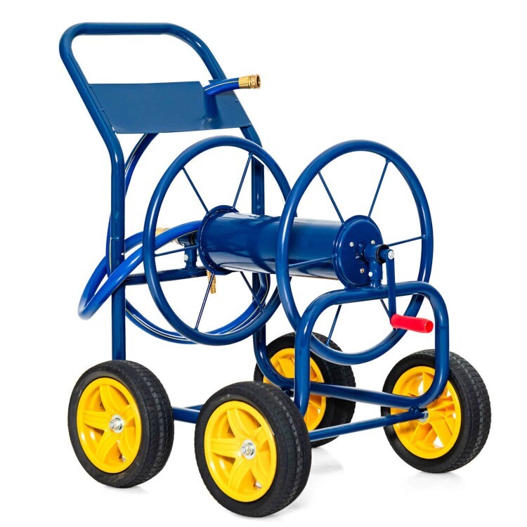 Garden Metal Hose Reel Cart Holds 330ft Yard 3/4