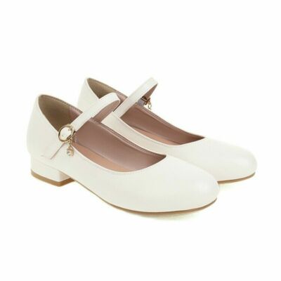 Womens Cute Lolita Shoes Girl Round Toe Low Heel Mary Jane Shoes Big Size US4-13