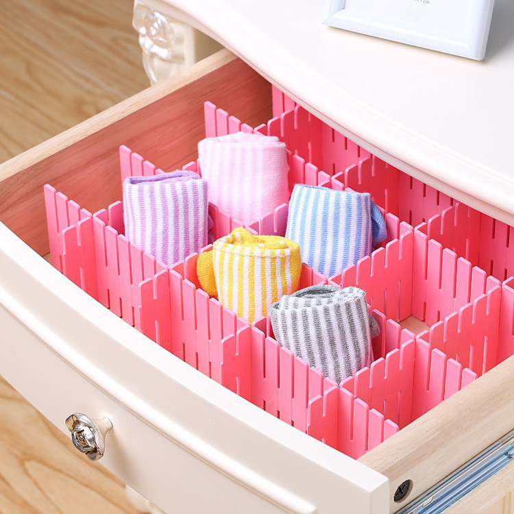 4pcs Adjustable Diy Drawer Dividers Wardrobe Clothes Organiser
