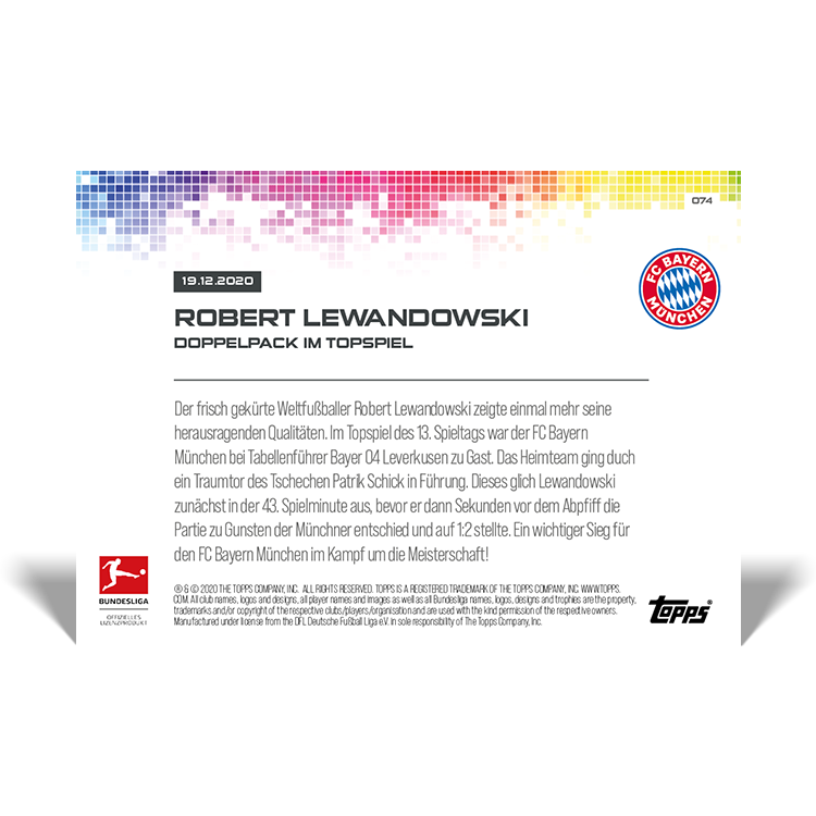 Topps Now Bundesliga 2020-21 - Card 074 - Robert Lewandowski - Bayern München