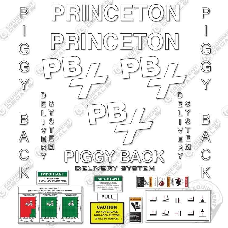 Fits Princeton PB55 3X Decal Kit Piggyback Forklift - 7 YEAR OUTDOOR 3M VINYL!