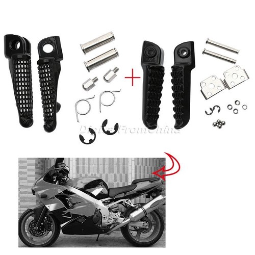 Black Front Rear Footrests Foot Pegs For Kawasaki ZX-6R 03-13 Z750